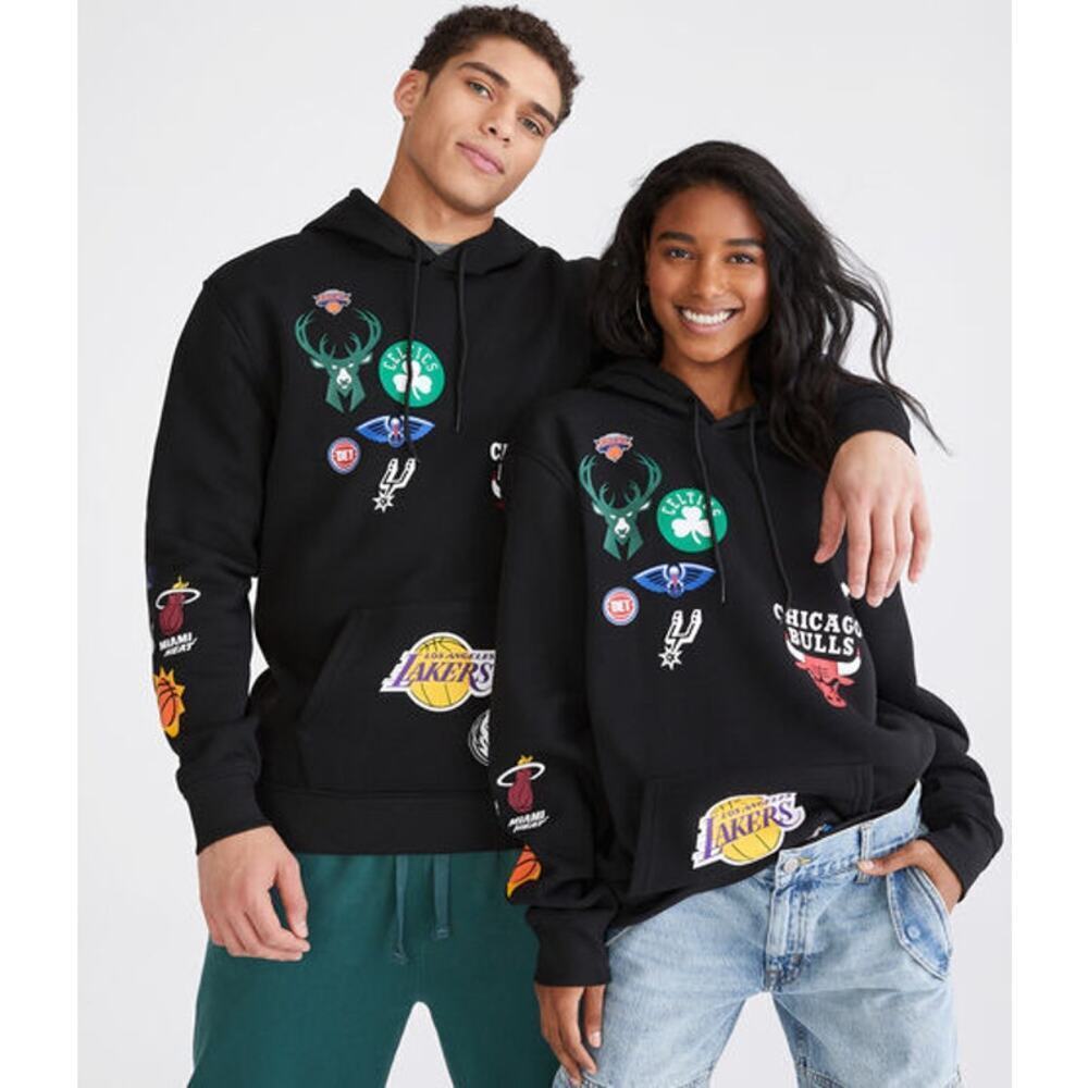Ultra Game Men's Black NBA Team Logos Pullover Hoodie Size Medium